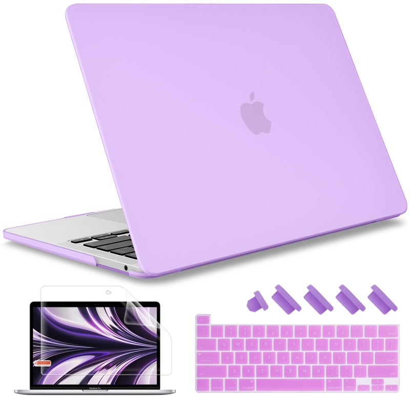 May Chen Compatible with MacBook Pro 13 inch Case 2022 2021 2020 Release Model A2338 M2 M1 A2251 A2289, Plastic Hard Shell Case with Keyboard Cover for MacBook Pro 13 Touch Bar Fits Touch ID, Purple - Image 1